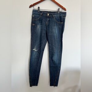 Miss Sixty Y2K Dalko Distressed Dark Blue Skinny Jeans Size 27